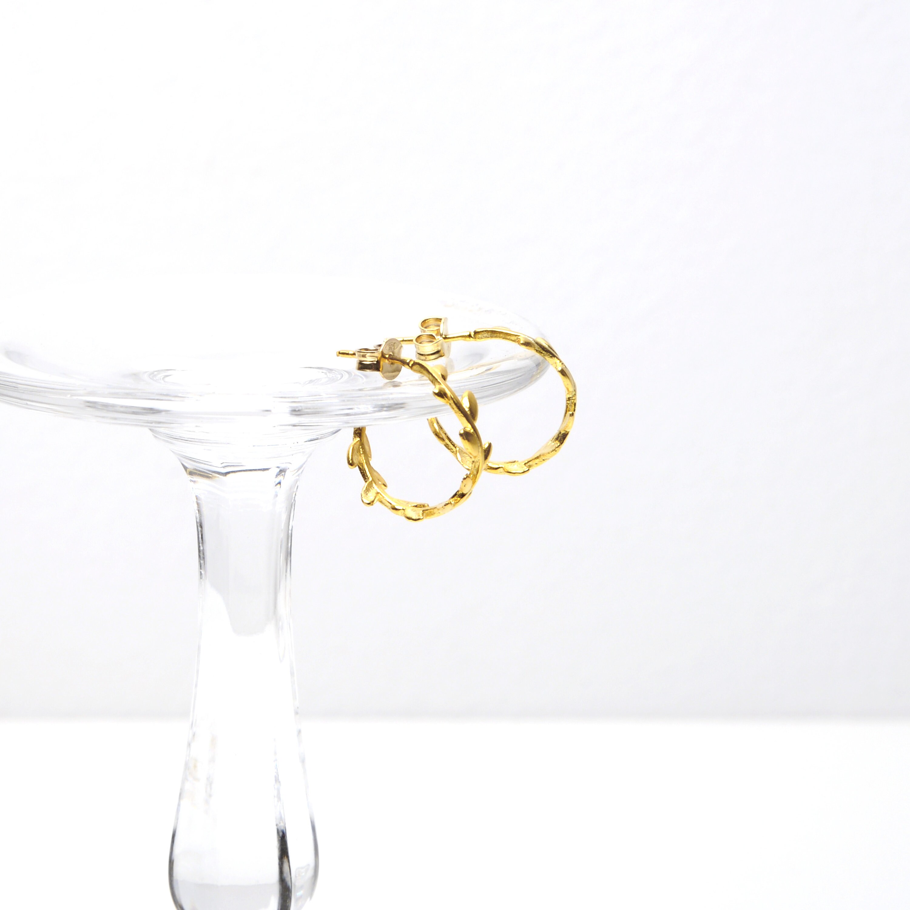 Olive Leaves Hoop Earrings - 18K Gold Plated