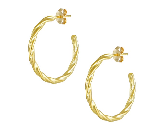 Twisted Hoop Earrings - 18K Gold Plated