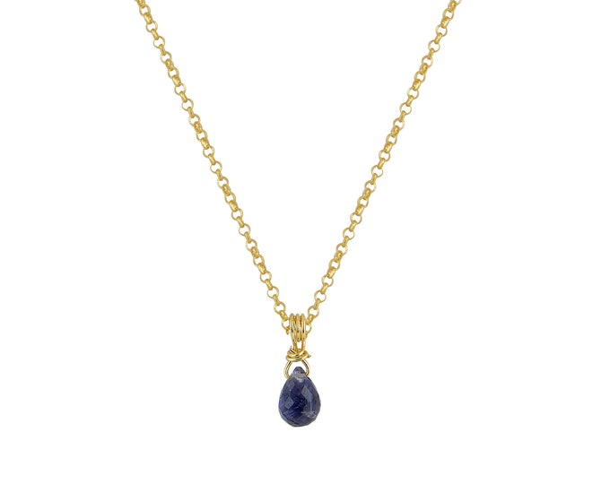 Iolite Drop Necklace - 18K Gold Plated