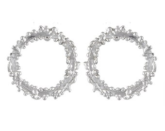 Large Circle Hoop Earrings - Platinum Plated, 925 Silver, Fireworks Statement Earrings, Minimalist Earrings, Minimal Chic Earrings