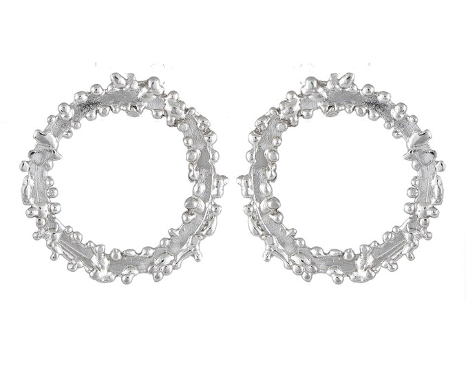 Large Circle Hoop Earrings - Platinum Plated