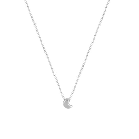 Tiny Moon Necklace - Platinum Plated