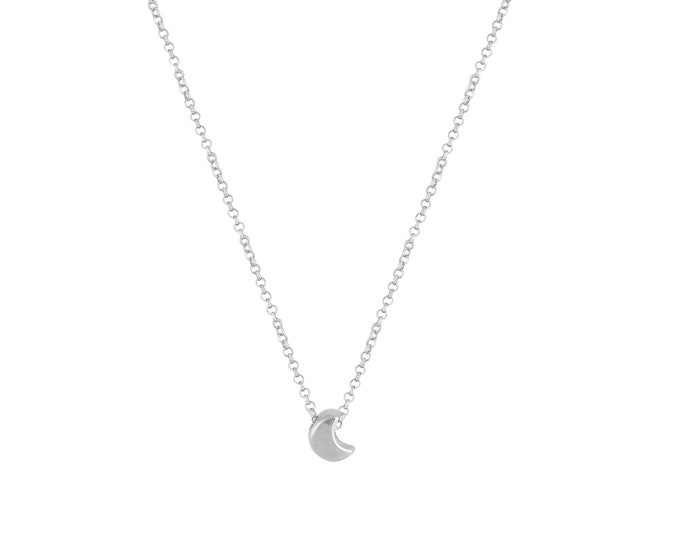 Tiny Moon Necklace - Platinum Plated