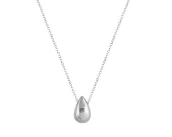 Liquid Drop Necklace - Platinum Plated, 925 Silver, Rain Drop Necklace, Delicate Drop Pendant, Minimalist Necklace, Minimal Chic Jewelry