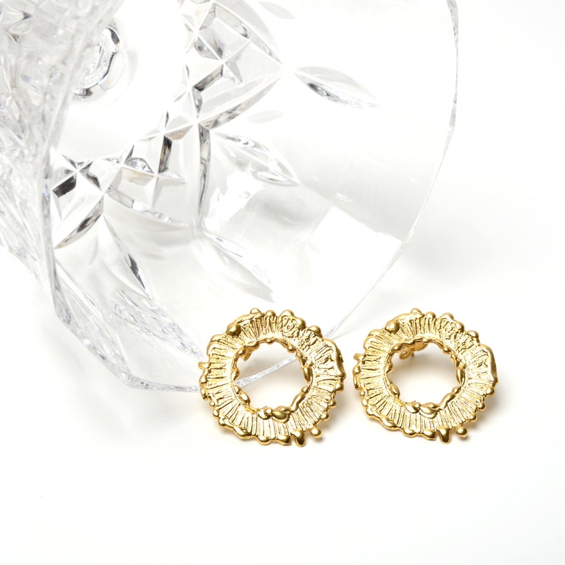 Fireworks Small Hoop Earrings 18K Gold Plated, 925 Silver, Circle Statement Earrings, Minimalist Earrings, Minimal Chic Jewelry image 7