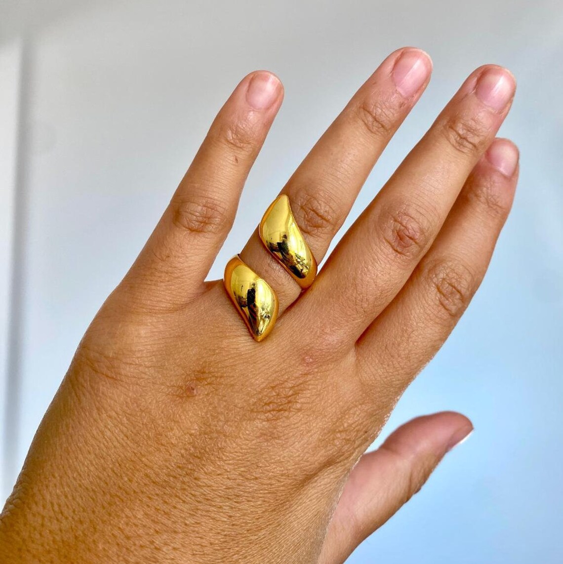 Gold Statement Ring Wrap Ring Full Finger Ring Geometric Etsy