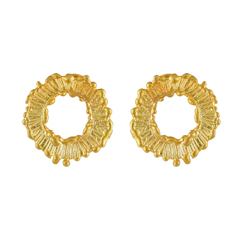 Fireworks Small Hoop Earrings 18K Gold Plated, 925 Silver, Circle Statement Earrings, Minimalist Earrings, Minimal Chic Jewelry Gold