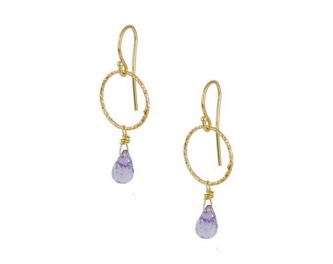 Amethyst Drop Earrings - 18K Gold Plated