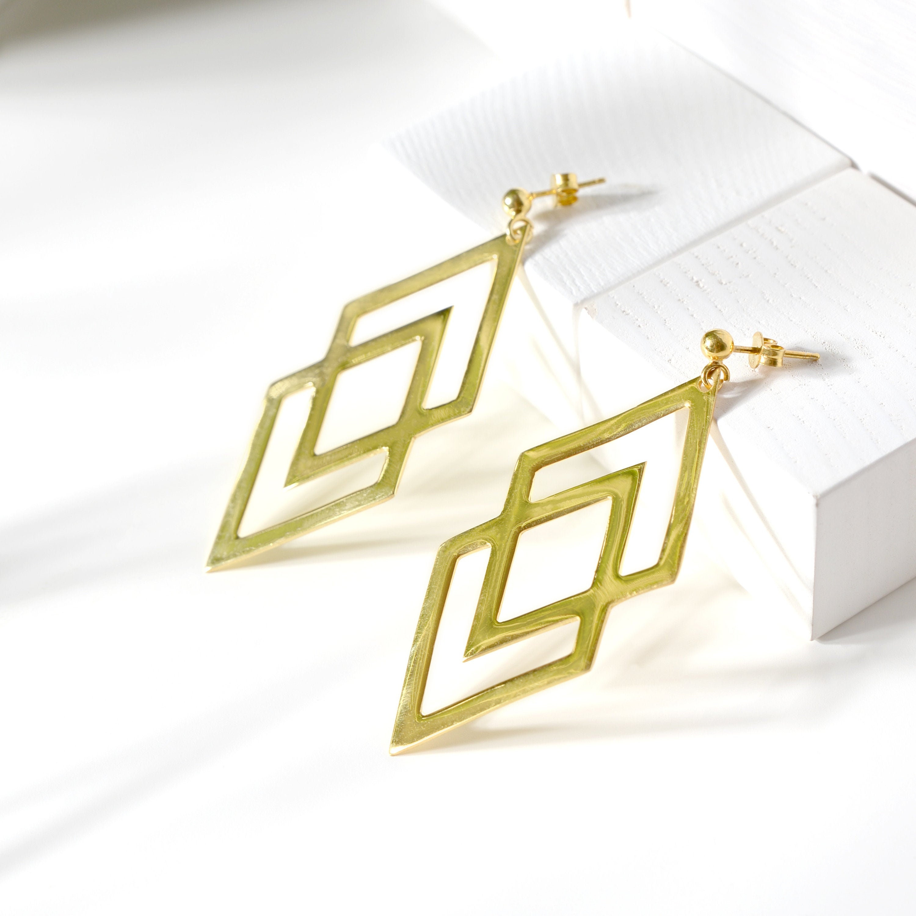 Double Rhombus Earrings 18K Gold Plated