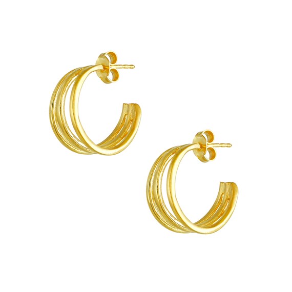 Orecchini triplo cerchio in oro bianco e diamanti 1,10ct rigenerato a 2.125