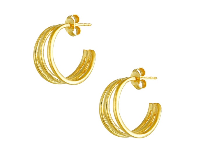 Triple Hoop Earrings - 18K Gold Plated
