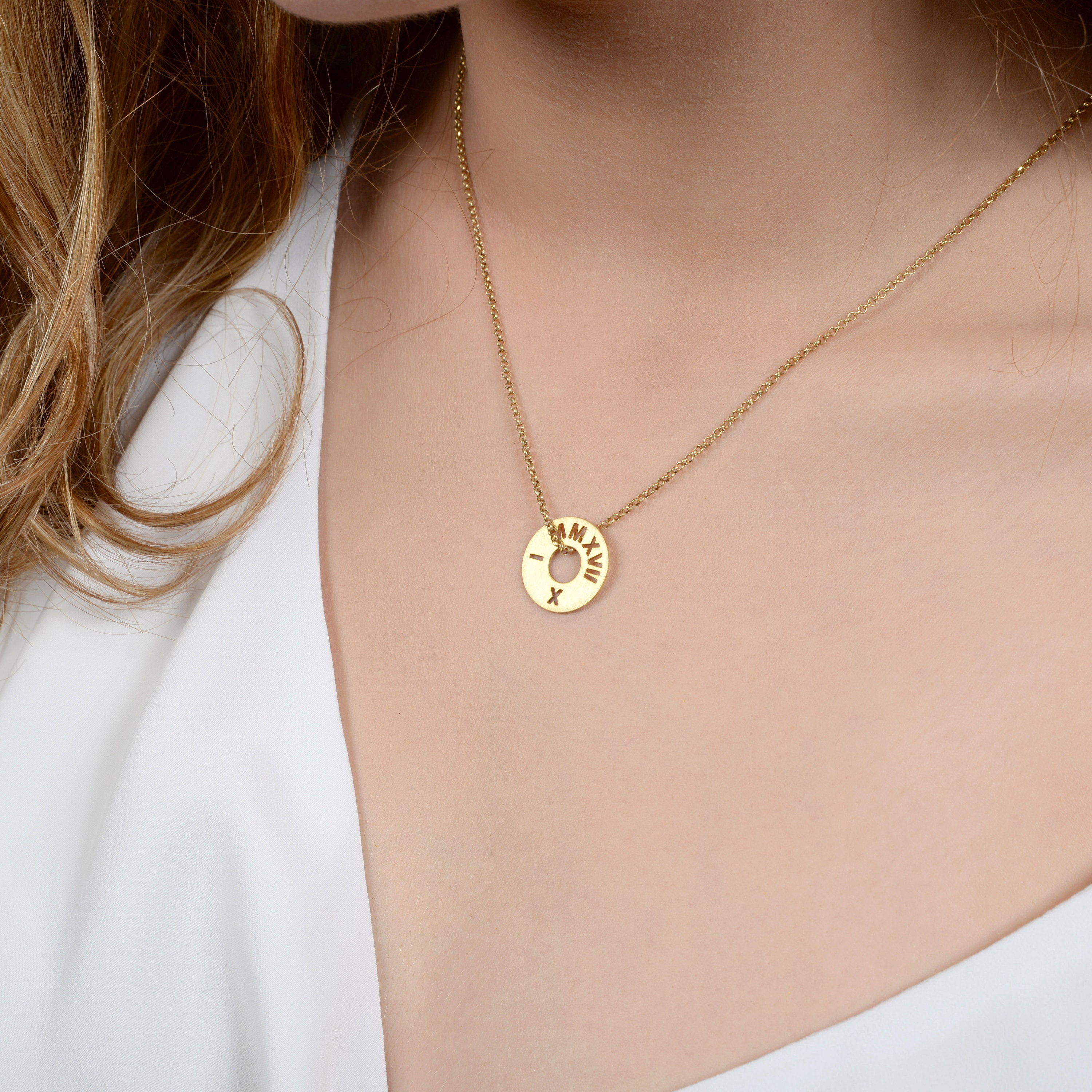 Roman Numerals Necklace - 18K Gold Plated
