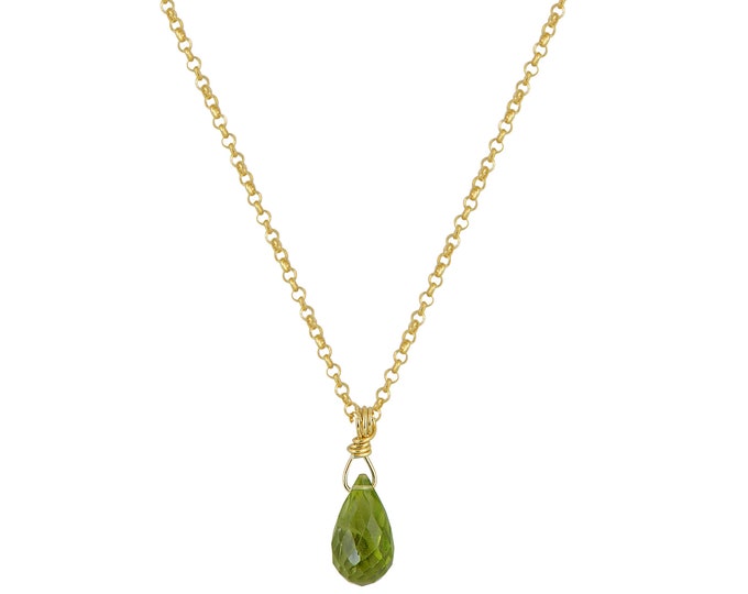 Peridot Drop Necklace - 18K Gold Plated