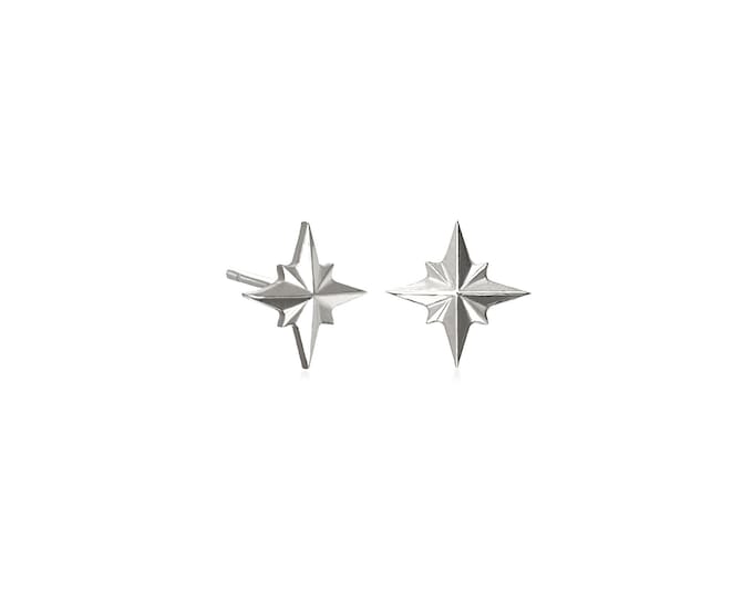 Polaris Star Stud Earrings - Platinum Plated