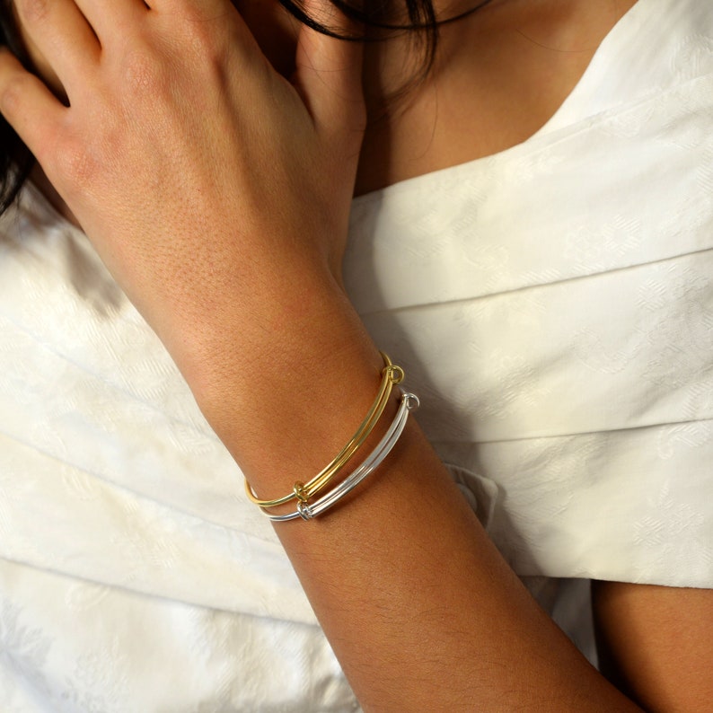 Cuff Bracelet 18K Gold Plated, 925 Silver, Stackable Cuff Bangle, Wrap Adjustable Bracelet, Unisex Bracelet, Minimalist Bracelet image 8