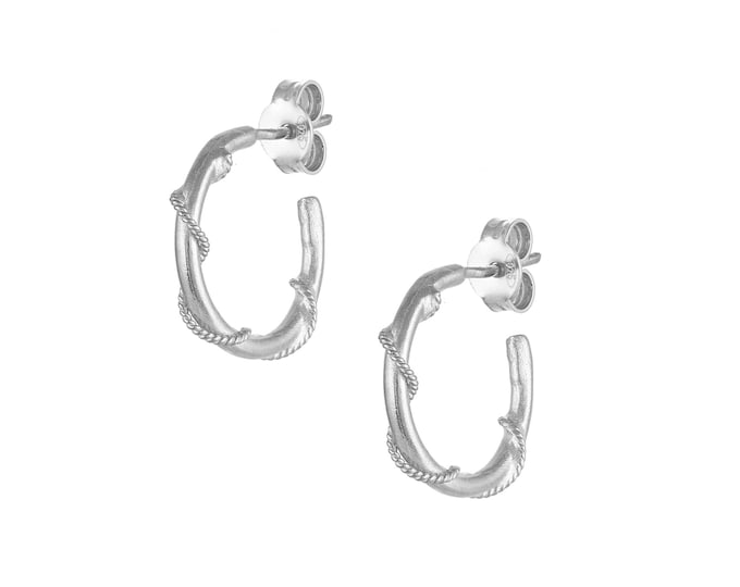 Tiny Twisted Hoop Earrings - Platinum Plated