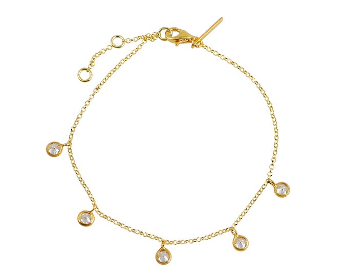 White Zircon Bracelet - 18K Gold Plated