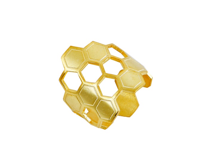 Honeycomb Ring - 18K Gold Plated