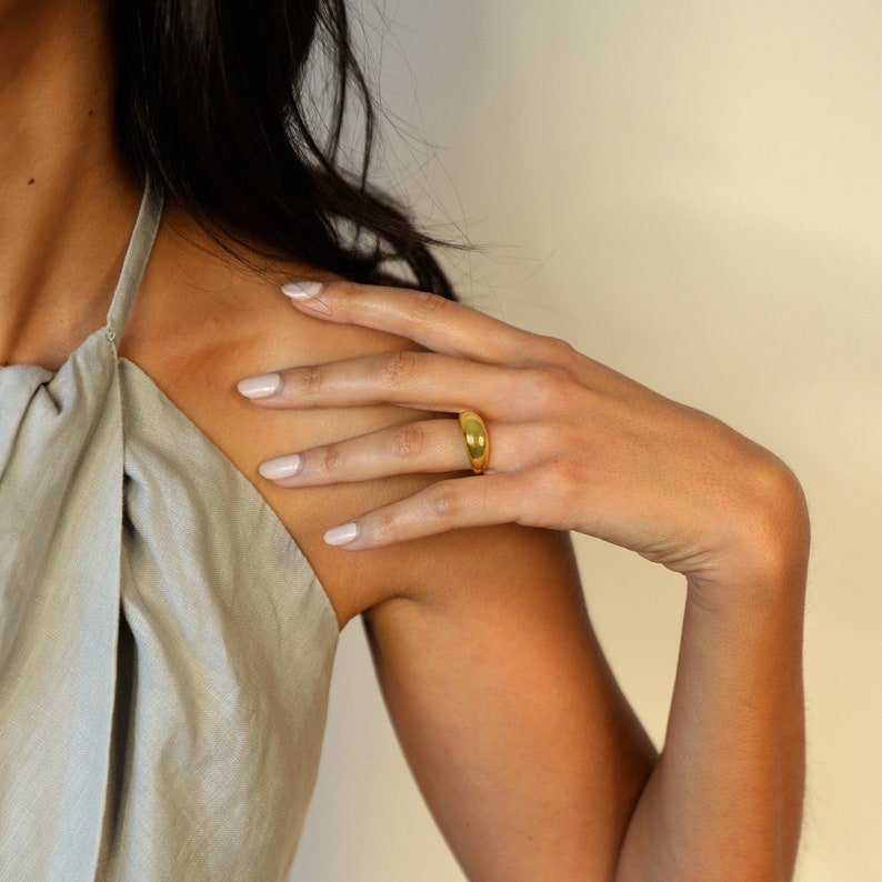 Dome Ring 18K Gold Plated, 925 Silver, Statement Ring, Gold Ring, Chunky Ring, Large Dome Ring, Minimalist Ring, Minimal Chic Jewelry image 1