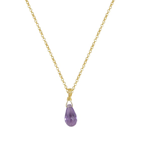 Amethyst Drop Necklace - 18K Gold Plated