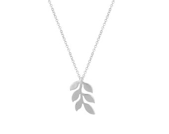 Olive Leaves Necklace - Platinum Plated, 925 Silver, Olive Branch Necklace, Grecian Necklace, Minimalist Necklace, Minimal Chic Jewelry