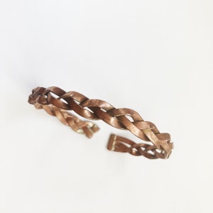 Silver and copper bracelets in the shape of a braid - adjustable bangle - flexible - unisex bracelet - handmade .