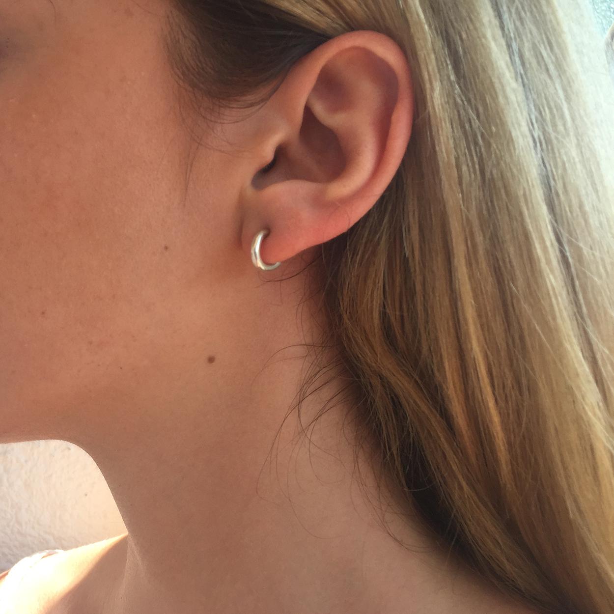 Small Sterling Silver Hoop Stud Earrings: Unisex Minimalist Jewelry