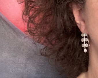 Geometric Leaf Earrings: Sterling Silver Drop Dangle, Modern Trendy