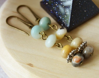 Handmade amazonite earrings, Boho dangle earrings, Gypsy jewellery