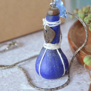 Skyrim Mana Potion Necklace: Hand-Sculpted Gamer Jewelry