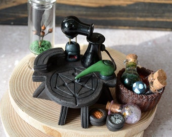 Skyrim Alchemy table miniature, Skyrim alchemy lab, Elder Scrolls miniature furniture, Gamer gift