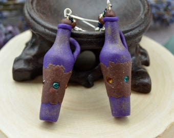 Skyrim Skooma bottles earrings, Cosplay jewelry, Small potion earrings, Long Skyrim earrings handmade