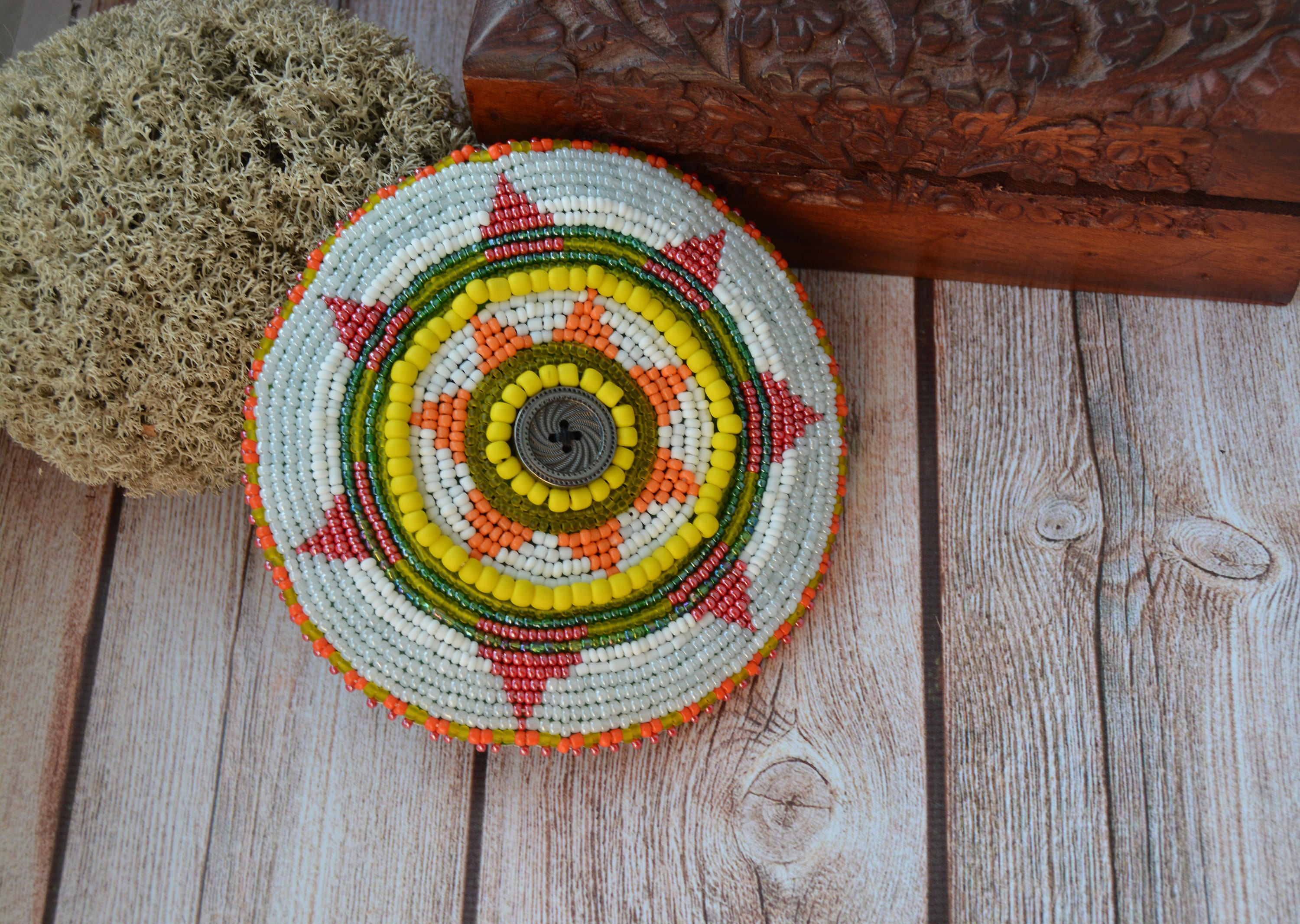 Large Beaded medallion Native American inspired Beaded hair
