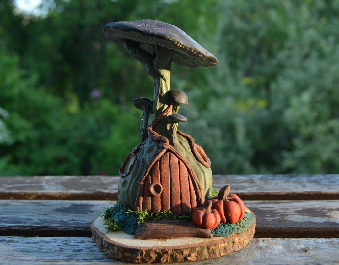 Handmade Polymer Clay Mushroom Fairy House: Fall Terrarium Miniature - Etsy