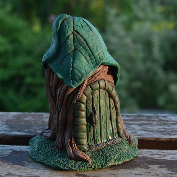 Handmade Polymer Clay Fairy House: Woodland Tree Trunk Terrarium (3 Inches)