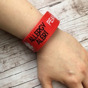 Peanut Tree Nuts Milk Dairy Egg Shellfish Custom Food Allergy Medical Alert Snap Tab Kid Allergy Alert Medical Bracelet by Sara Sews Stuff
