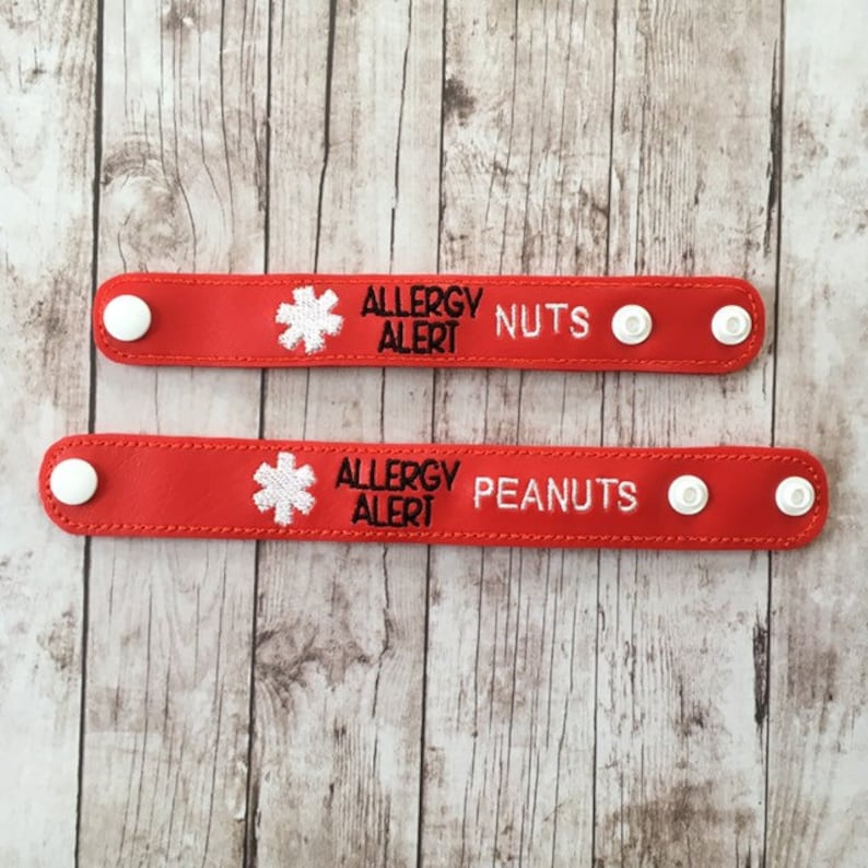 Peanut Tree Nuts Milk Dairy Egg Shellfish Soy Gluten Bee Custom Food Allergy Medical Alert Snap Tab Bracelet by Sara Sews Stuff image 4