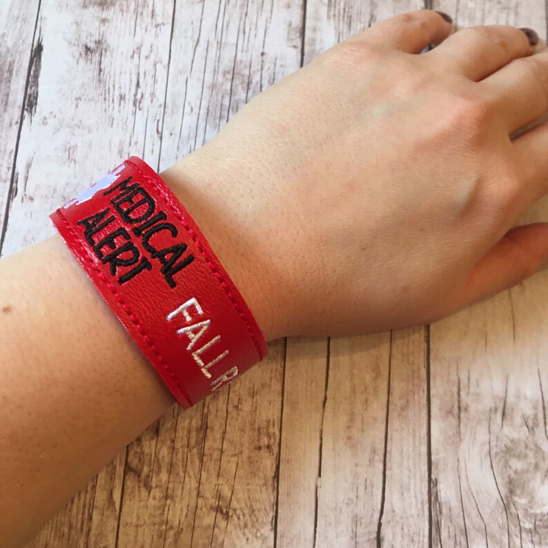 Small/Medium Medical Alert Fall Risk Snap Tab Bracelet by Sara Etsy