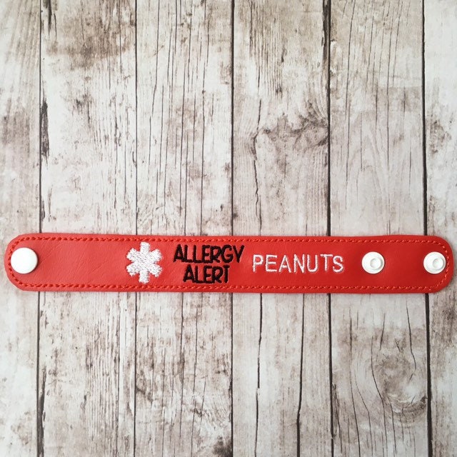 Peanut Tree Nuts Milk Dairy Egg Shellfish Soy Gluten Bee Custom Food Allergy Medical Alert Snap Tab Bracelet by Sara Sews Stuff