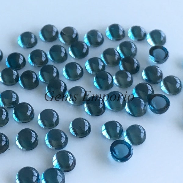 London Blue Topaz 3 mm Round Cabochons, Teal Blue Topaz, London Blue Smooth Cabs, Excellent Quality Gemstone, Sold per Piece.