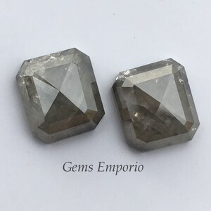 Natural Grey Diamond Octagon Shape, Size 9.1x8.1 mm, Wt 6.51 Cts, Faceted Octagon, Fine Quality Diamond, Price Individually and by Pair. image 1