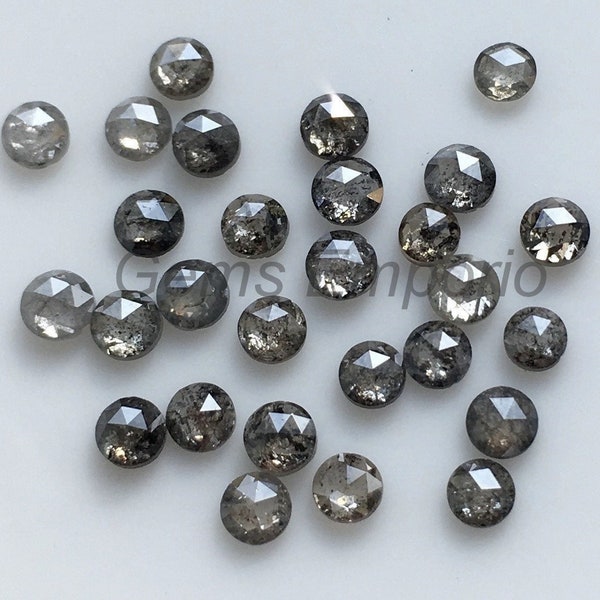 Salt and Pepper Diamond, Rose Cut Diamond, Size 2 mm, 2.50 mm, 3 mm Round, Natural Dark Grey Diamond, Rose Cut Diamond, Price per Piece.