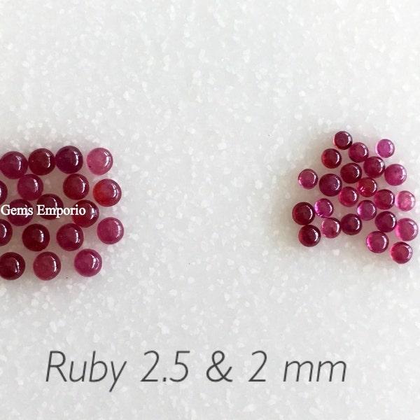 Natural Ruby Size 2 MM/ 2.5 MM Round Cabochons, AAA Quality Gemstone, Priced by Lot of 3 Pieces.