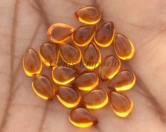 Natural Citrine, Size 6x4 Pear Cabochons, Dark Yellow Color, Fine Quality. Priced per piece.