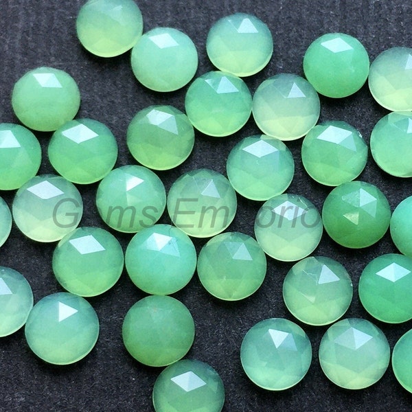 Chrysoprase 3 MM Rose Cut Round Cabochons. Chrysoprase Faceted Cabs, Price per piece.