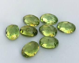5 Pieces Natural Peridot Freeform Rosecuts Loose Gemstone For Jewelry 6X5 to 10X6 mm Peridot Rose Cut Slice BU0690