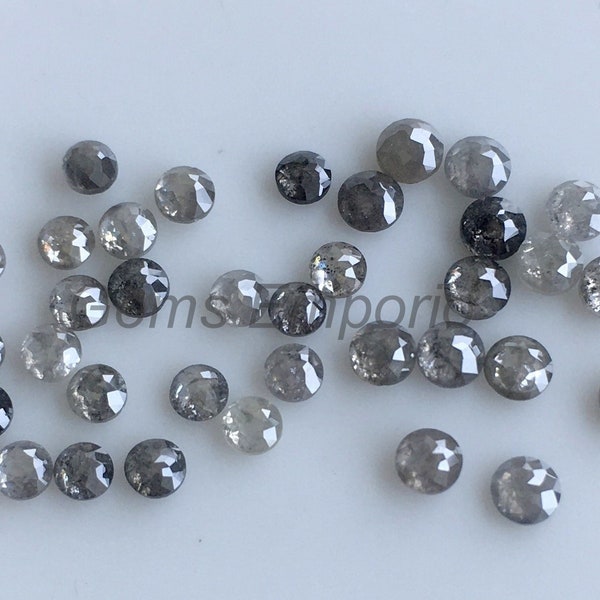 Natural Grey Diamond, Rose Cut Diamond, Size 1.5 mm - 3 mm Round, Salt and Pepper Diamond, Price per piece