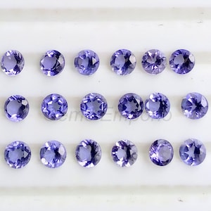 Natural Iolite Gemstone, Size 3mm, 3.5 mm, 4 mm Round Faceted, Brilliant Cut. Violet Blue Color. Price per Lot