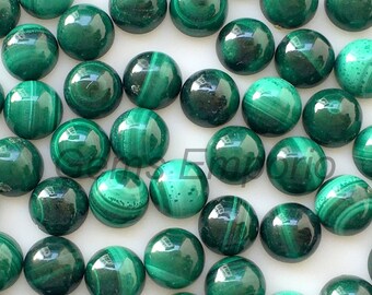 Natural Malachite, 8 mm Round Cabochons, Smooth Cabs, Fine Quality Malachite Gemstone, Price Per Piece.