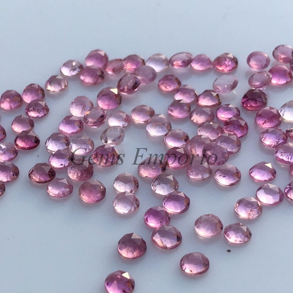 Natural Pink Tourmaline 3mm Rose Cut Round Cabochons, Light Pink Tourmaline, African Origin, Fine Quality, Priced By Lot.